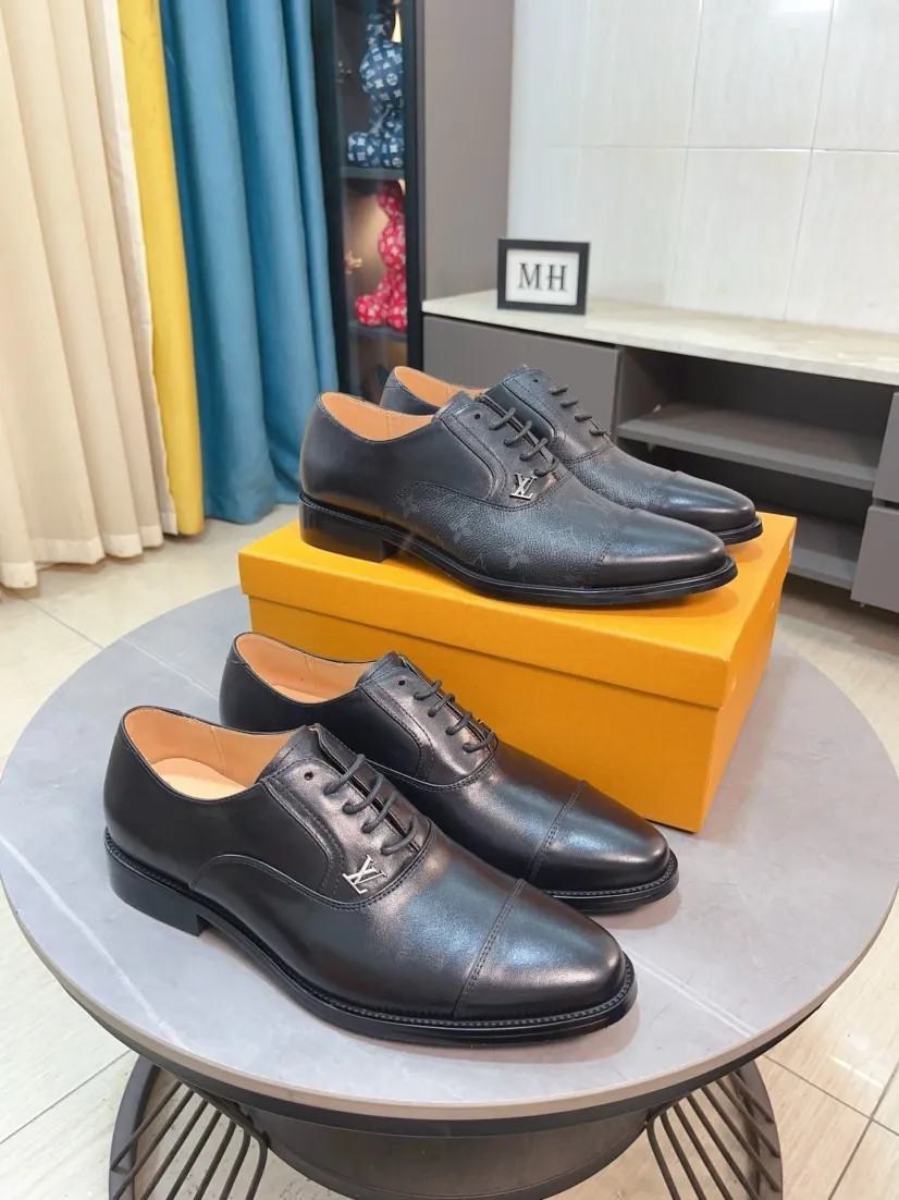 Men's men's shoes 💰520🌸🌸【LV Louis Vuitton】~ New product 🆕High-end original men's 🚹Business casual leather shoes, made of original cowhide open-edge bead fabric➕comfortable and soft cowhide lining➕cowhide insole, original LOGO rubber non-slip outsole. Code number: 38-44